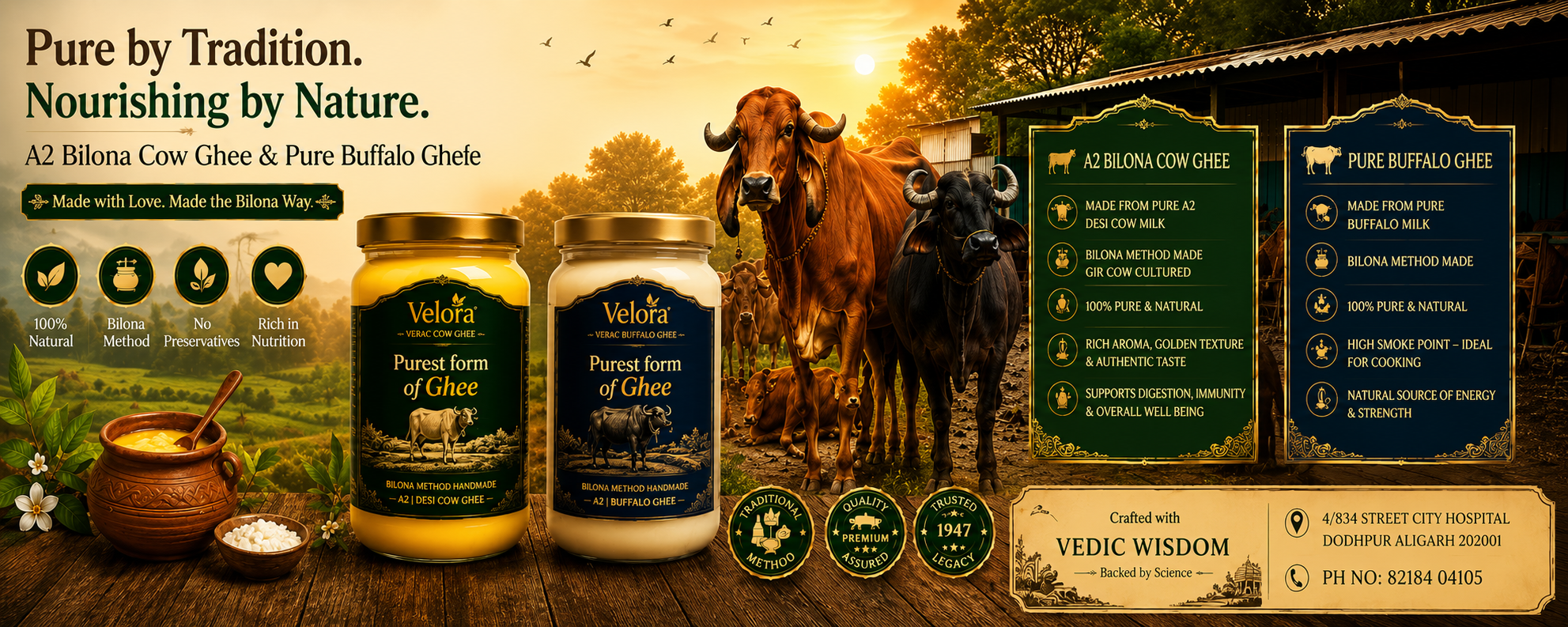 Velora Farms - Pure A2 Bilona Ghee